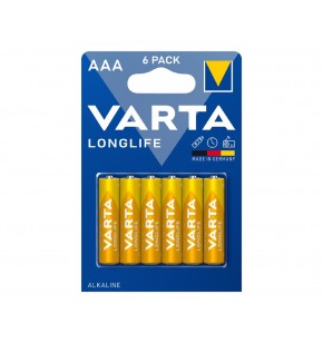 Σετ 6 αλκαλικές μπαταρίες 1,5 V AAA Varta Longlife 4103