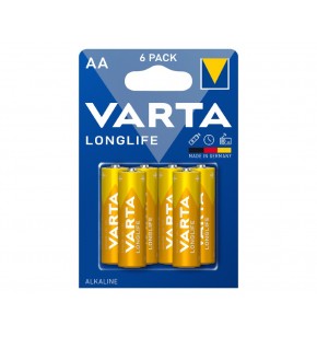 Σετ 6 αλκαλικές μπαταρίες 1,5 V AA Varta Longlife 4106