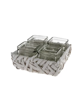 Πλεχτή βάση με 4 κηροπήγια Idea Home 40019