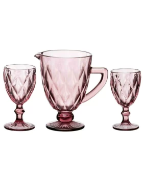 Σετ 12 ποτήρια και κανάτα Cryspo Trio Kare Purple