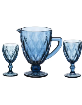 Σετ 12 ποτήρια και κανάτα Cryspo Trio Kare Blue