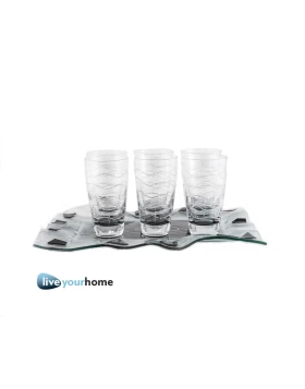 Σετ 6 ποτήρια σε δίσκο Moda Mostra Fog 20411S