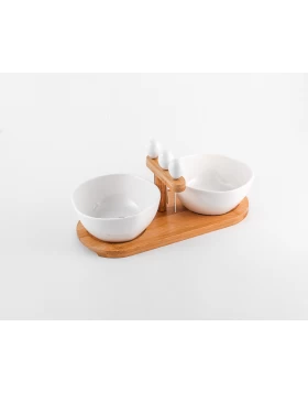 Σετ 2 μπολ για ελιές σε βάση bamboo Cryspo 65.000.138