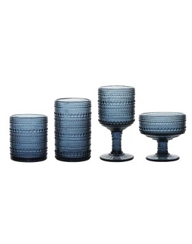Σετ 24 φυσητά ποτήρια Home Fasion Drops Blue