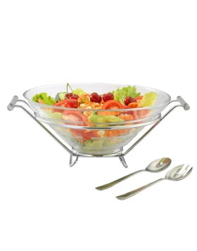 Σαλατιέρα σε ανοξείδωτη βάση & σετ σαλάτας Marva 723012