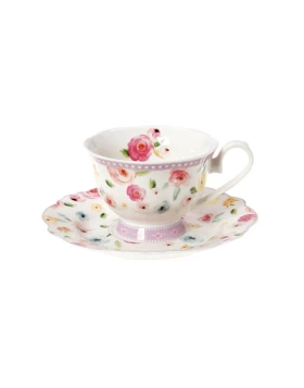 Φλυτζάνι πιατάκι τσαγιού 200 ml πορσελάνη Cryspo Trio Primavera Purple 