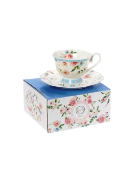 Φλυτζάνι πιατάκι τσαγιού πορσελάνη 200 ml Cryspo Trio Primavera Blue