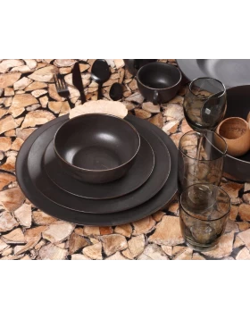 Σετ πιάτα φαγητού 20 τμχ πορσελάνη Cryspo Nero Matt