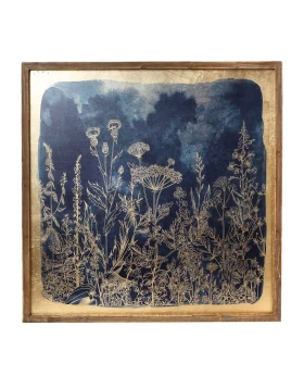 ΠΙΝΑΚΑΣ ΞΥΛΙΝΟΣ ΧΡΥΣΟ ''ΜΠΛΕ ΦΥΛΛΑ'' 80Χ80ΕΚ Espiel ICY163