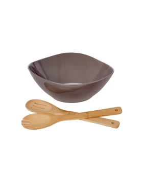 Σαλατιέρα & σετ σαλάτας 28 εκ. Cryspo Trio Beigegrey