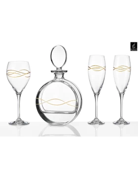 Σετ γάμου κρυστάλλινη καράφα & 3 ποτήρια Capolavoro Gold 41