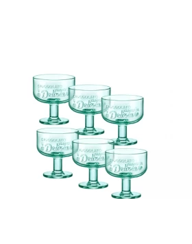 Σετ 6 γυάλινα ποτήρια παγωτού 280 ml Bormioli Rocco Grafhica Green