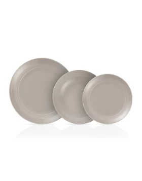 Σετ πιάτα φαγητού πορσελάνη 18 τμχ Cryspo Trio Jasper Light Grey 