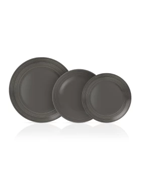 Σετ πιάτα φαγητού πορσελάνη 18 τμχ Cryspo Trio Jasper Grey