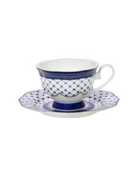 Φλυτζάνι τσαγιού με πιατάκι 200 ml πορσελάνη Cryspo Trio Blue Lagoon A