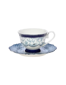 Φλυτζάνι τσαγιού με πιατάκι 200 ml πορσελάνη Cryspo Trio Blue Lagoon B