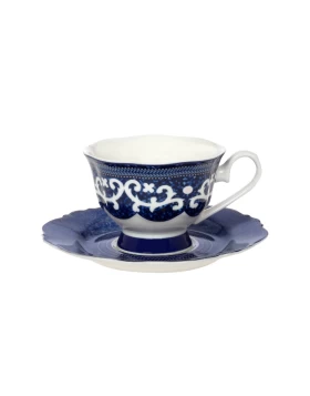 Φλυτζάνι τσαγιού με πιατάκι 200 ml πορσελάνη Cryspo Trio Blue Lagoon C