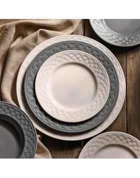 Σετ πιάτα φαγητού 20 τμχ πορσελάνη SPtableware LV White-Grey
