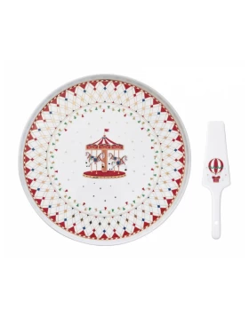 Πιατέλα 32 εκ. με σπάτουλα πορσελάνη Easy Life 1112CHWO