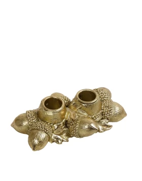 Διπλό Κηροπήγιο Βελανίδια σε Χρυσό Χρώμα 16,5εκ. Espiel MT2621K2