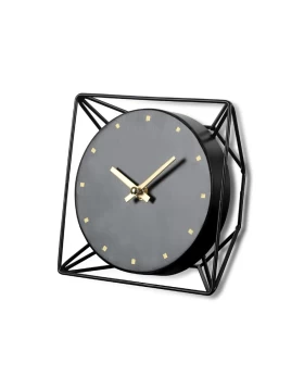 Μαύρο μεταλλικό επιτραπέζιο ρολόι 16 χ 16 χ 8 εκ. Deco 76539
