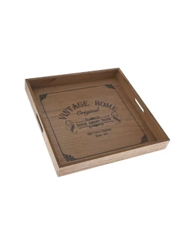 Ξύλινος δίσκος 40 χ 40 εκ. Deco Vintage Home 77552