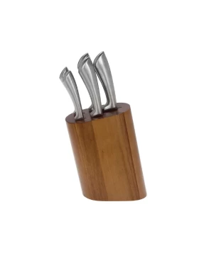 Σετ 5 ανοξείδωτα μαχαίρια σε ξύλινη βάση Cryspo Trio 01.00.633