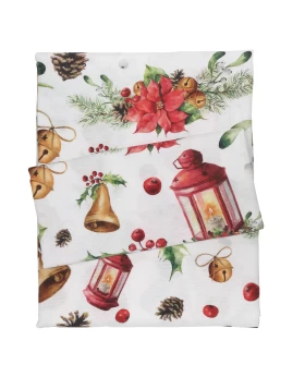 DAS HOME CHRISTMAS ΤΡΑΠΕΖΟΜΑΝΤΗΛΟ 140Χ180 0624 ΚΟΚΚΙΝΟ, ΜΠΕΖ, ΧΡΥΣΟ