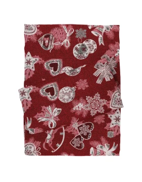 DAS HOME CHRISTMAS ΤΡΑΠΕΖΟΜΑΝΤΗΛΟ 140Χ180 0626 ΚΟΚΚΙΝΟ, ΜΠΕΖ