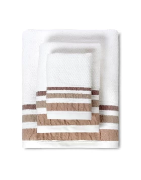 Cryspo Trio σετ πετσέτες 3 τμχ Jacquard Plade Beige 02.531.10