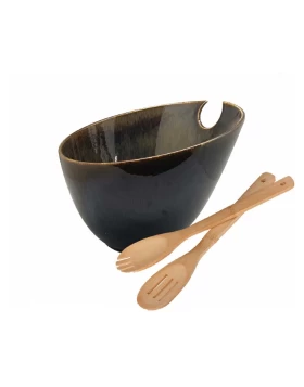 Σαλατιέρα πορσελάνη 24 χ 20 εκ. Cryspo Trio Emerald 47.200.91 