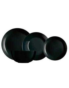 Σετ γυάλινα πιάτα φαγητού 19 τμχ Luminarc Diwali Black
