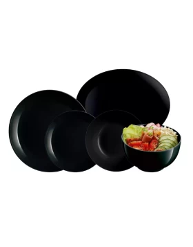 Σετ γυάλινα πιάτα φαγητού 20 τμχ Luminarc Diwali Black