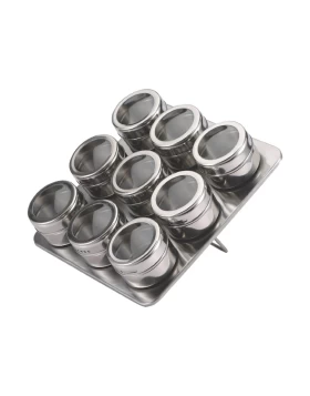 Σετ 9 βαζάκια μπαχαρικών σε μαγνητική βάση Bergner BGMP-6101