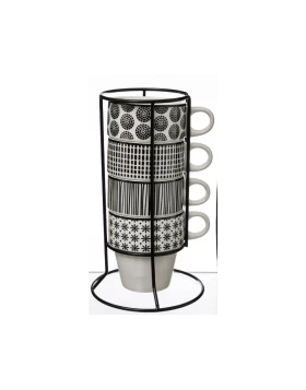 Σετ 4 κούπες πορσελάνη 260 ml σε βάση Secret De Gourmet 154138