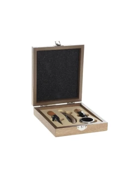 Σετ αξεσουάρ κρασιού 4 τμχ σε ξύλινη θήκη Secret De Gourmet 160753