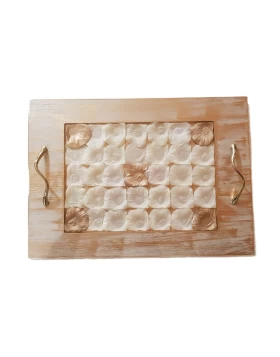 Ξύλινος δίσκος 42 χ 30 εκ. με ροδοπέταλα MSW N-59