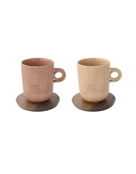 Σετ 2 κούπες πορσελάνη 350 ml & πιατάκια Easy Life 1780TLO4