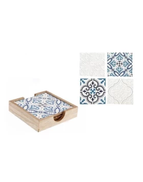 Σετ 4 ξύλινα σουβέρ 10 x 10 εκ. σε βάση Plastona SR0088