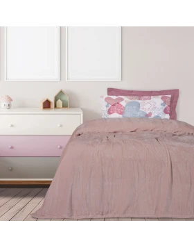 DAS HOME ΚΟΥΒΕΡΤΑ VELOUR MONH 1346 ΡΟΖ