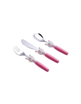 Σετ παιδικά μαχαιροπήρουνα 3 τμχ Cryspo Trio Pink Bunny 45.100.156