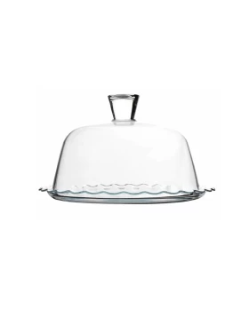 Γυάλινη τουρτιέρα με καπάκι H:15,3 D:26,4CM P/72 GB1.OB2 Espiel SP96874G1