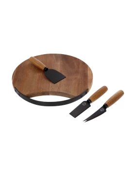 Σετ πλατό & 3 μαχαίρια τυριών 24 εκ. Cryspo Trio 01.00.401