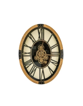 Ρολόι τοίχου ξύλινο μεταλλικά στοιχεία 68χ50.5εκ. IdeaHome 49240