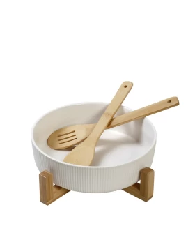 ΣΑΛΑΤΙΕΡΑ ΠΟΡΣΕΛ. ΛΕΥΚΗ ΜΕ 2 ΞΥΛ. ΚΟΥΤΑΛΕΣ/ΒΑΣΗ 26,7Χ26,7Χ9,8ΕΚ Espiel TVL104