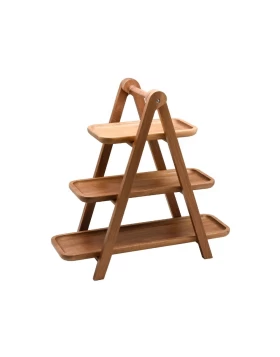 Ξύλινo πλατό 3 επιπέδων για τυριά και αλλαντικά 39.5χ17.2χ38.5 εκ. XMCasa 2077