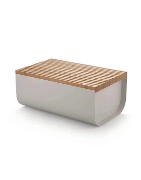 Μεταλλική ψωμιέρα με καπάκι bamboo 34x21x14 εκ. Alessi Mattina BG03.WG