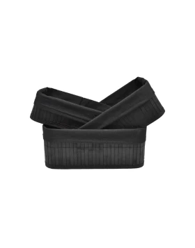 Σετ 3 καλαθάκια bamboo black με ύφασμα Ankor 819317