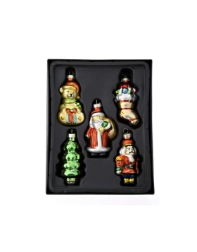 Σετ 5 γυάλινα χριστουγιεννιάτικα στολίδια 8 εκ. Iliadis 75141