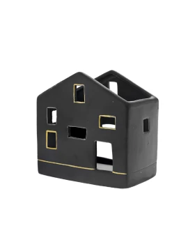 Κεραμικό κηροπήγιο 10χ6χ10 εκ. μαύρο χρυσό Iliadis 81478